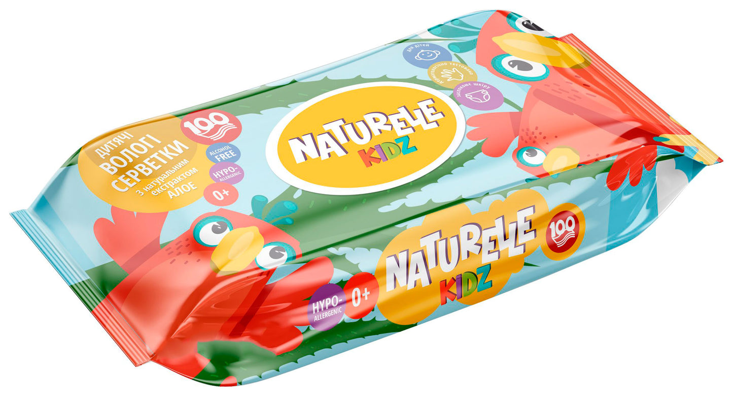 Naturelle Kidz Aloe Vera Kids Wet Wipes with Lid, 100 pcs