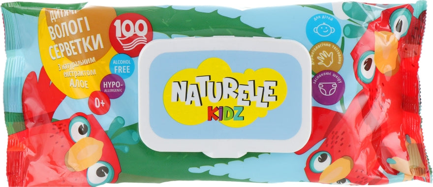 Naturelle Kidz Aloe Vera Kids Wet Wipes with Lid, 100 pcs - Image 2