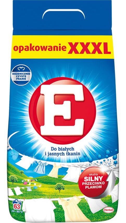 E Laundry Detergent Powder for White & Light Fabrics, 63 Loads, 4.095 kg