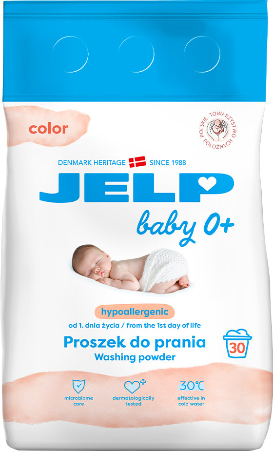 JELP Baby 0+ Hypoallergenic Powder Laundry Detergent for Colors, 30 Loads, 2.25 kg