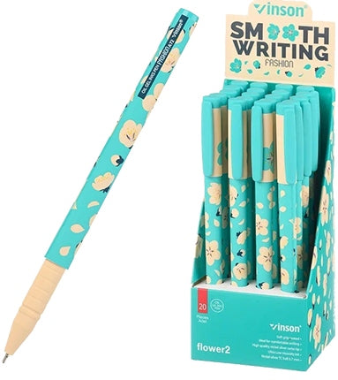 Vinson Fashion Flower 2 WS-A72 Blue Ballpoint Pen, 0.7 mm