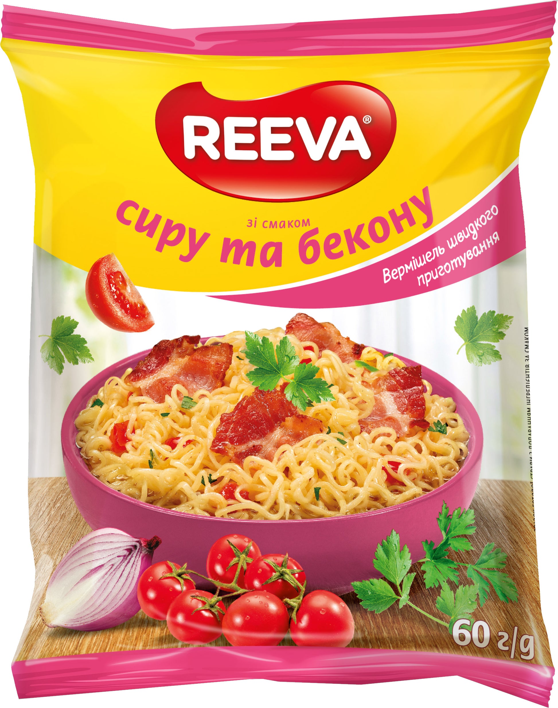 Reeva Cheese & Bacon Instant Noodles, 60 g
