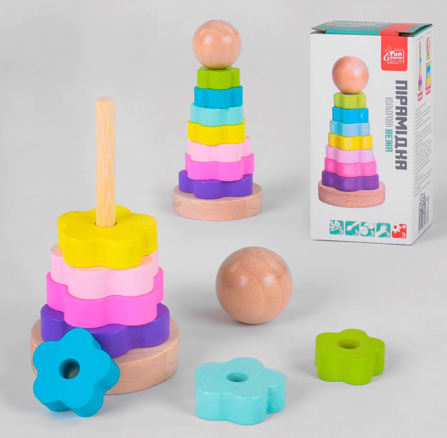 4 Fun Game Club 18483 Tower Wooden Stacking Toy