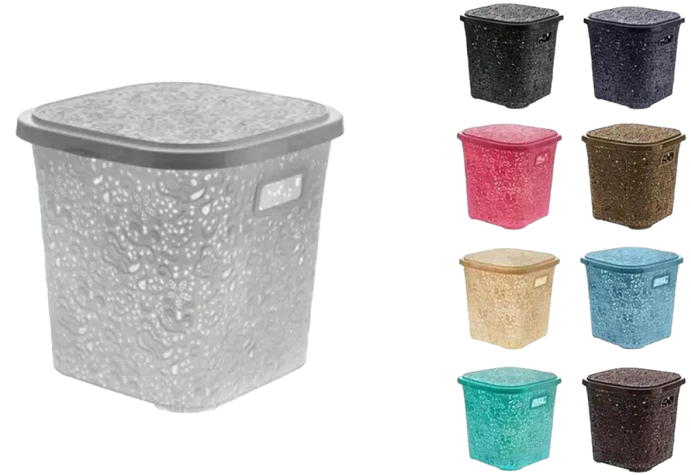 R Plastic Openwork Basket with Lid, 15 L