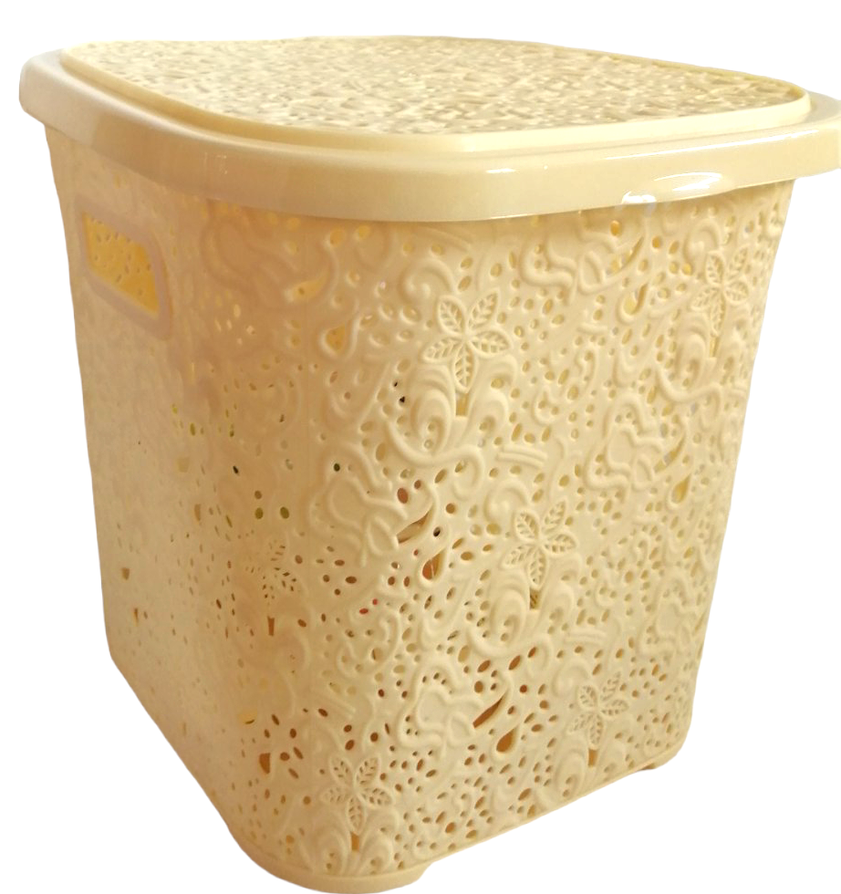 R Plastic Openwork Basket with Lid, 15 L - Image 2