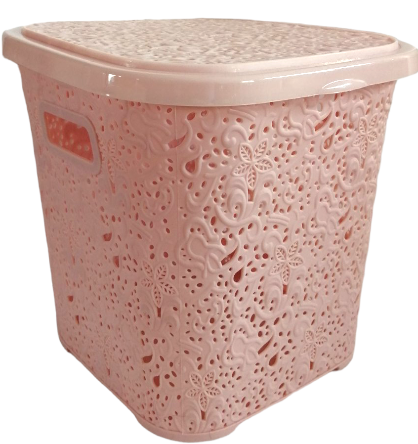 R Plastic Openwork Basket with Lid, 15 L - Image 3