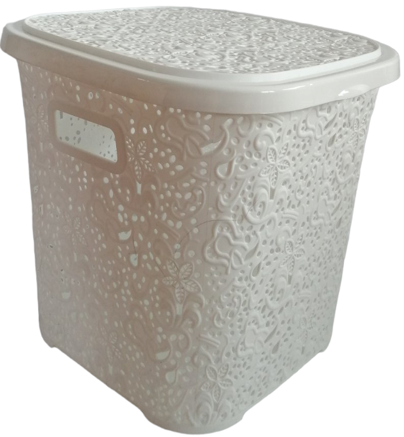 R Plastic Openwork Basket with Lid, 15 L - Image 4