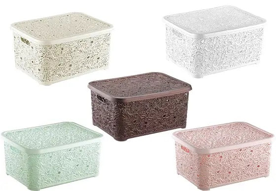 R Plastic Openwork Basket with Lid, 6 L