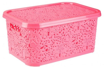 R Plastic Openwork Basket with Lid, 6 L - Image 2