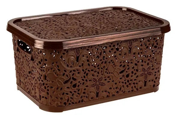R Plastic Openwork Basket with Lid, 6 L - Image 3