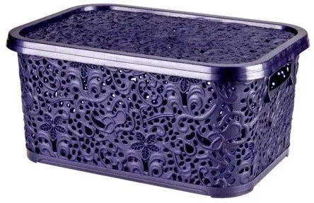 R Plastic Openwork Basket with Lid, 6 L - Image 4