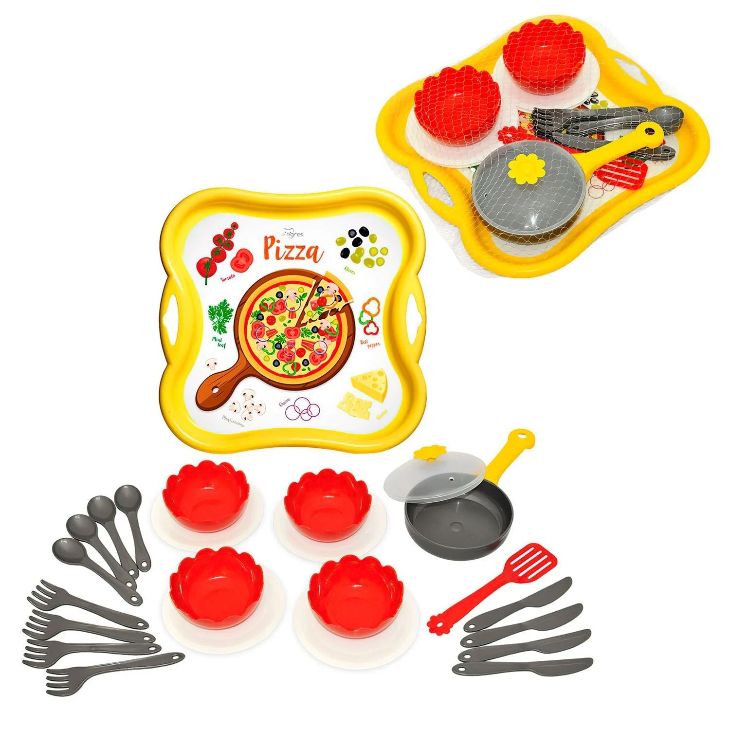 Tigres 39896 Pizza on Tray Play Dish Set