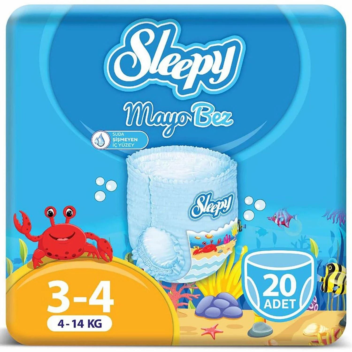 Sleepy Swimming Size 3-4 Baby Swim Diaper Pants, 4-14 kg, 20 pcs