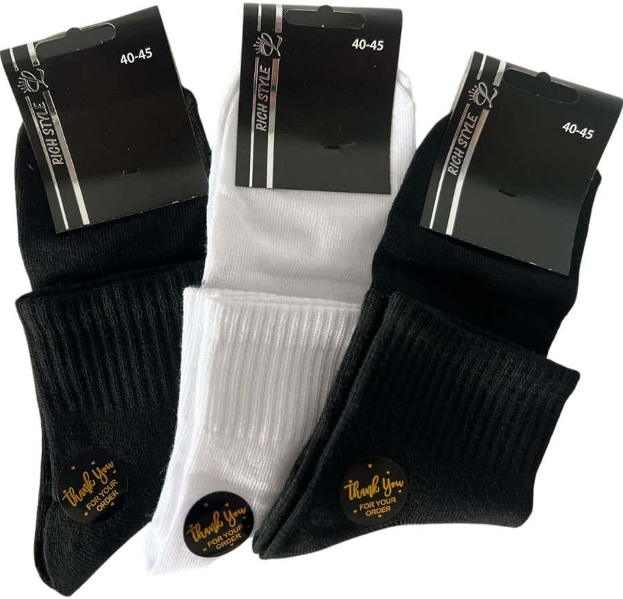 L Rich Style Men's Mid-Crew Socks, Size 40-45