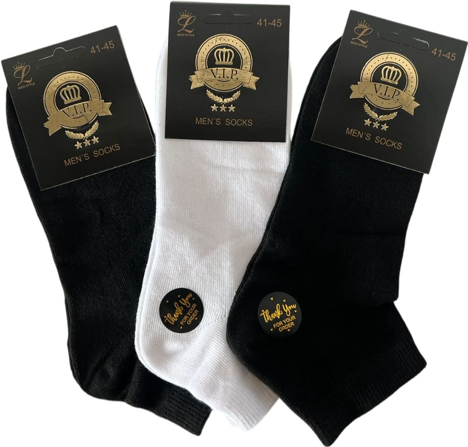 L V.I.P. Men's Short Socks, Size 41-45