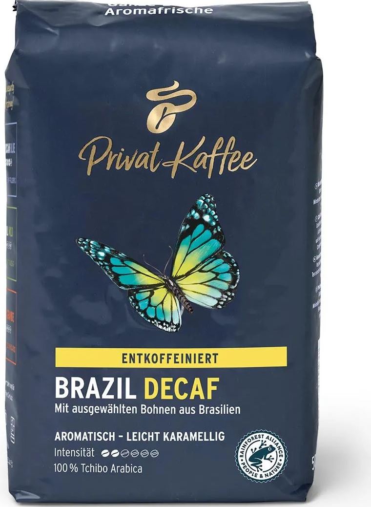 Tchibo Privat Kaffee Brazil Decaf Whole Bean Coffee, 500 g