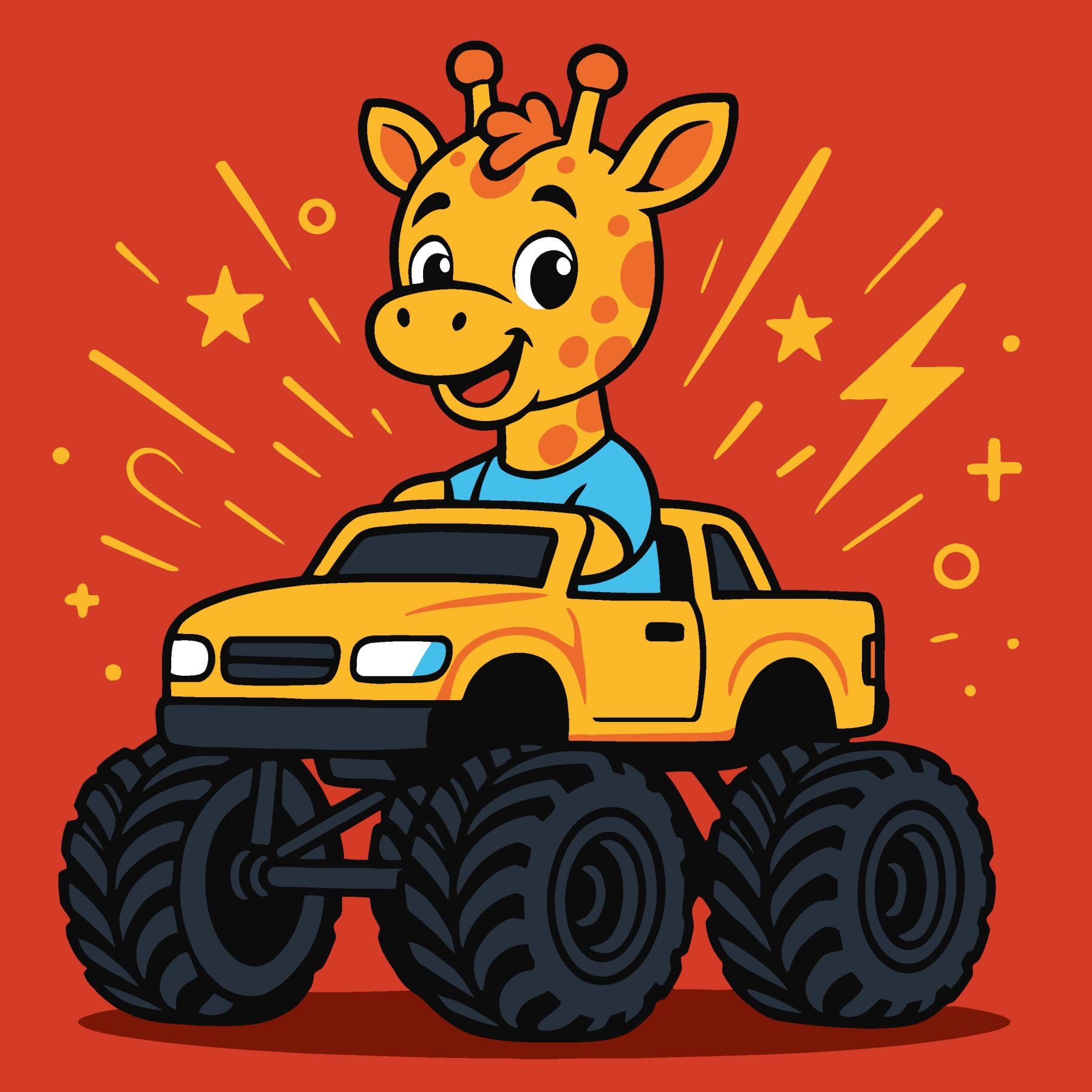 Ideyka KNO1305 Giraffe in a Car Paint-by-Numbers Set, 25 x 25 cm