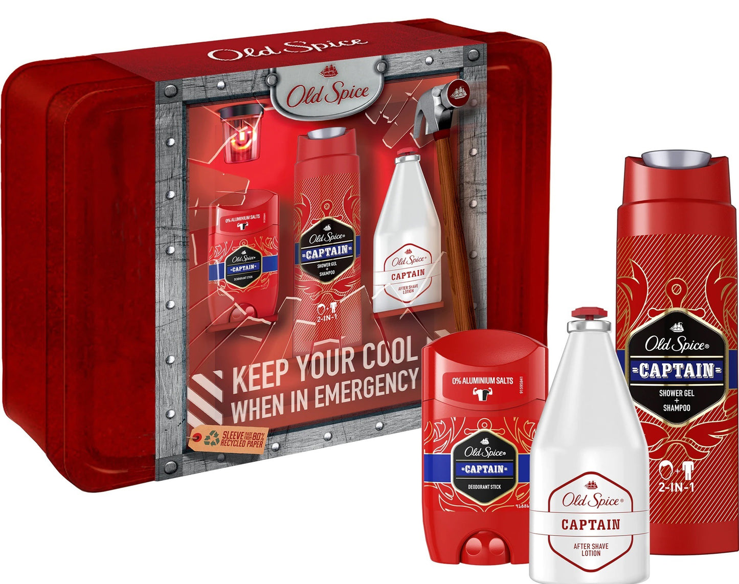 Old Spice Captain Men's Gift Set: Aftershave Lotion 100 mL, Shower Gel 250 mL & Solid Deodorant 50 mL