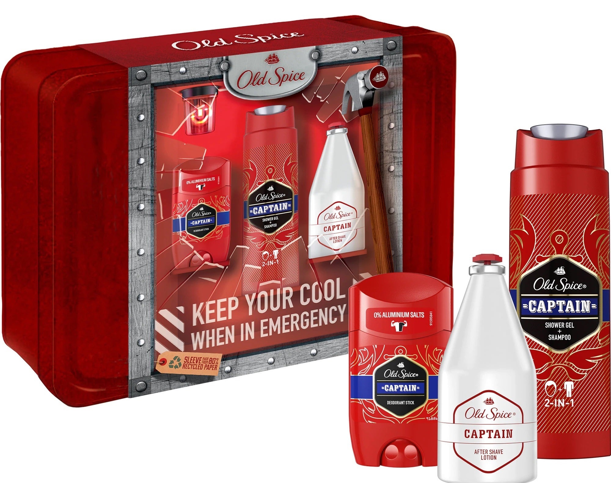 Old Spice Captain Men's Gift Set: Aftershave Lotion 100 mL, Shower Gel 250 mL & Solid Deodorant 50 mL