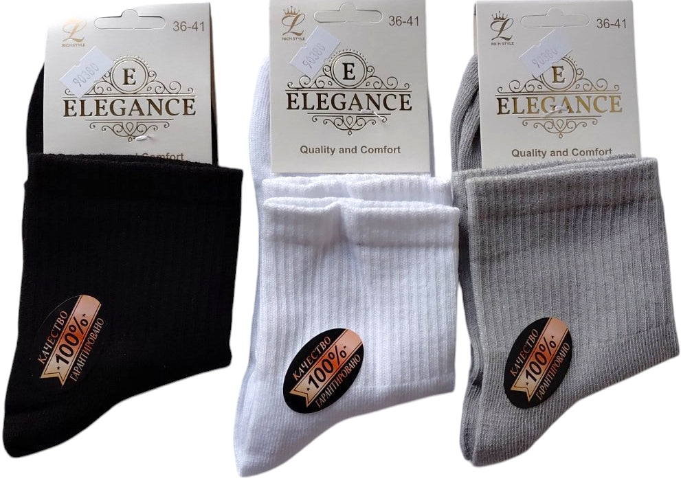 L Elegance Women's Mid-Cut Socks, Size 36-41