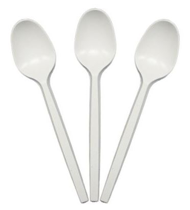 White Plastic Disposable Teaspoons, 90 pcs