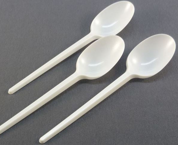 White Plastic Disposable Table Spoons, 100 pcs - Image 2
