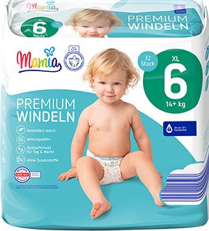 Mamia Premium Size 6 Baby Diapers, 14+ kg, 32 pcs
