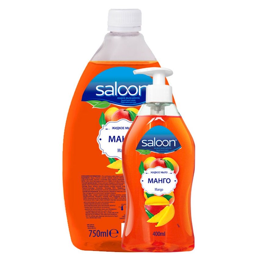 Saloon Mango Liquid Hand Soap, 400 mL + 750 mL