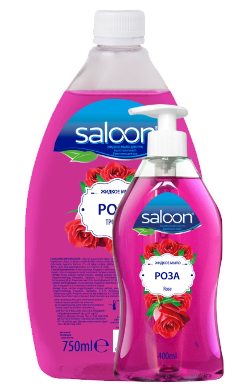 Saloon Rose Liquid Hand Soap, 400 mL + 750 mL