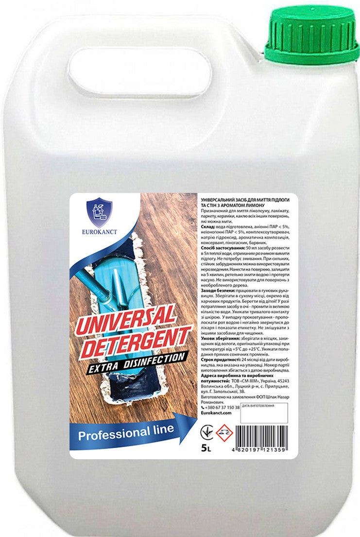 Eurokanct Universal Lemon Floor & Wall Cleaner Canister, 5 L