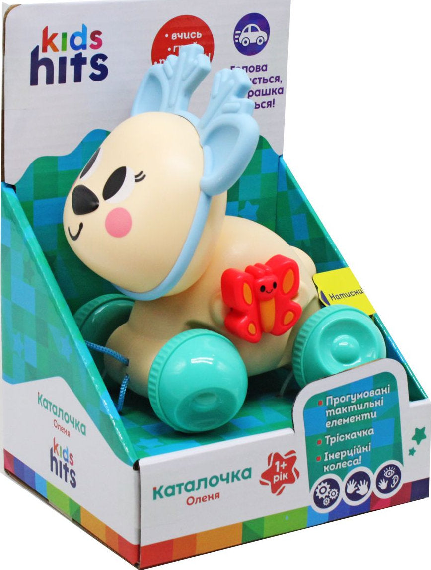 Kids Hits Deer Push-Along Toy KN22/003 with Rotating Head and Ratchet