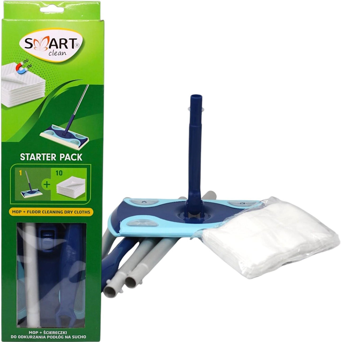 Smart Clean Cleaning Mop with Floor Wipes, 10 pcs