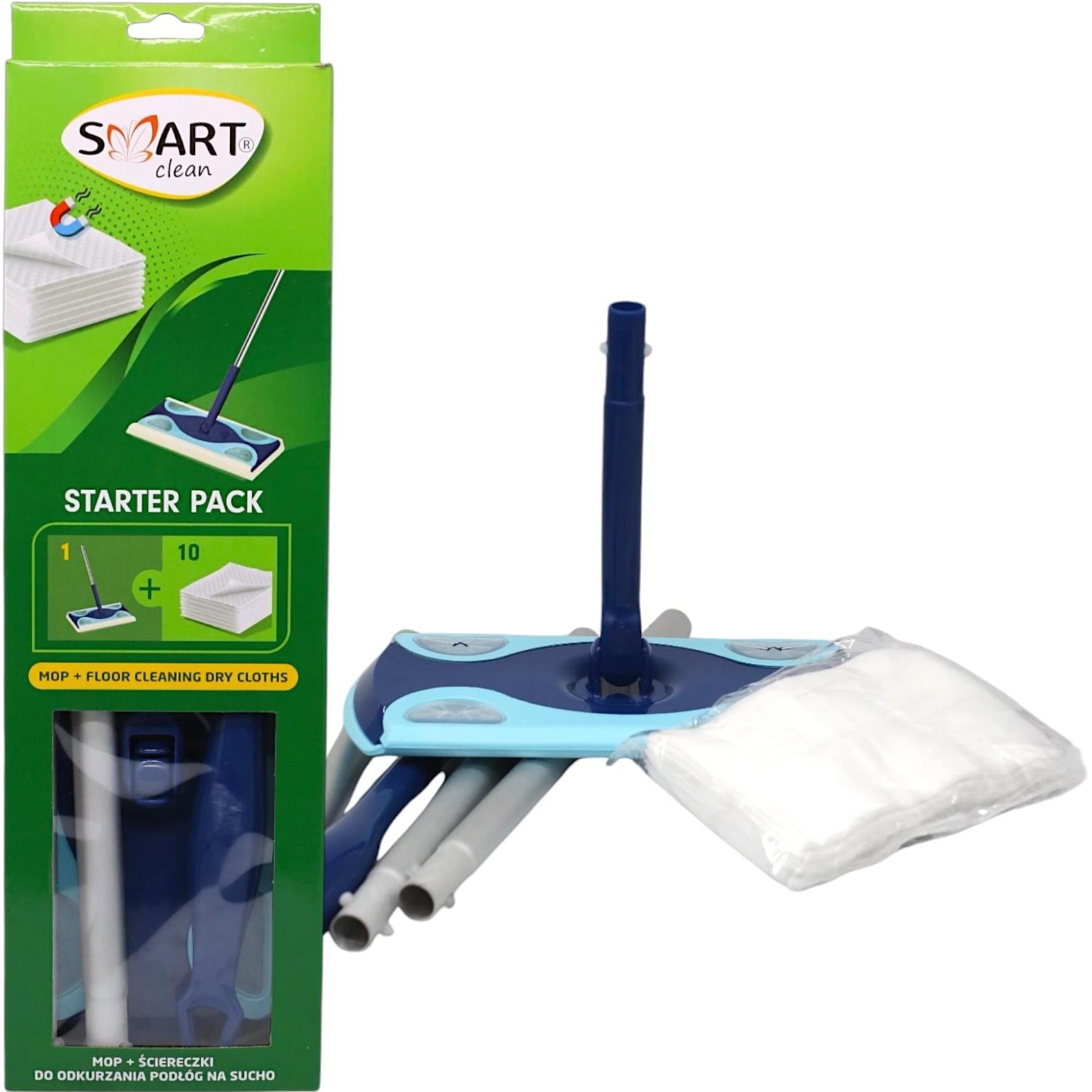 Smart Clean Cleaning Mop with Floor Wipes, 10 pcs
