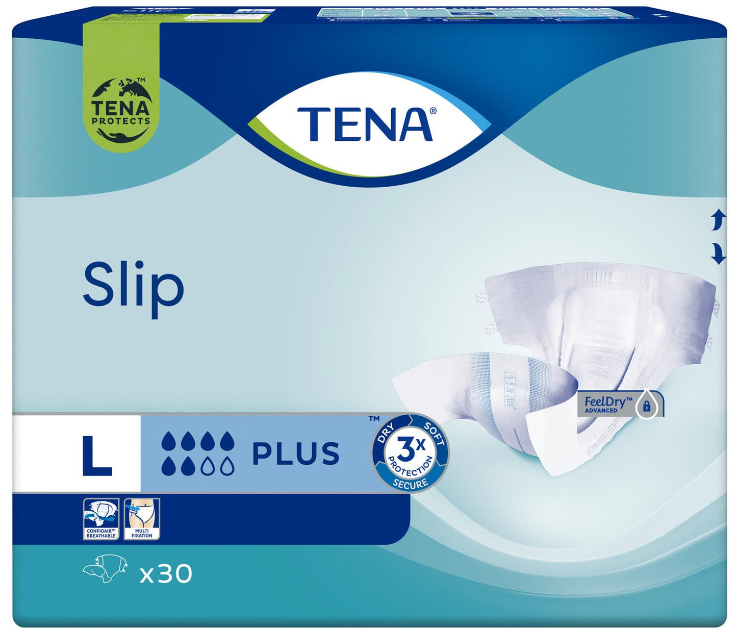 Tena Slip Plus Large Adult Incontinence Briefs, 92-144 cm, 30 pcs