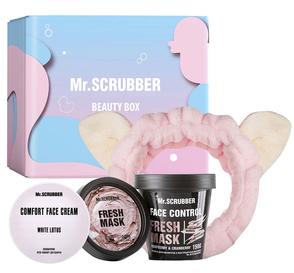 Mr.Scrubber Fresh & Comfort Women's Gift Set: Face Mask 150 g + Face Cream 30 mL + Hairband
