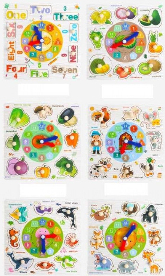 Wooden Insert Puzzle C 68284 with Clock, Drawing Board & Write-Erase Marker - Image 2