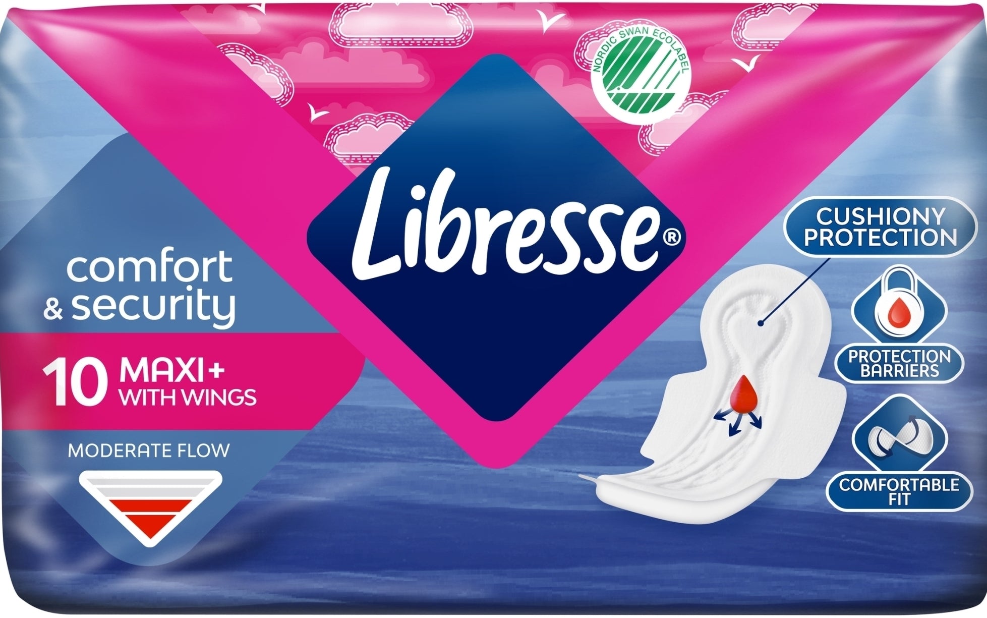 Libresse Comfort & Security Maxi Normal Sanitary Pads, 10 pcs