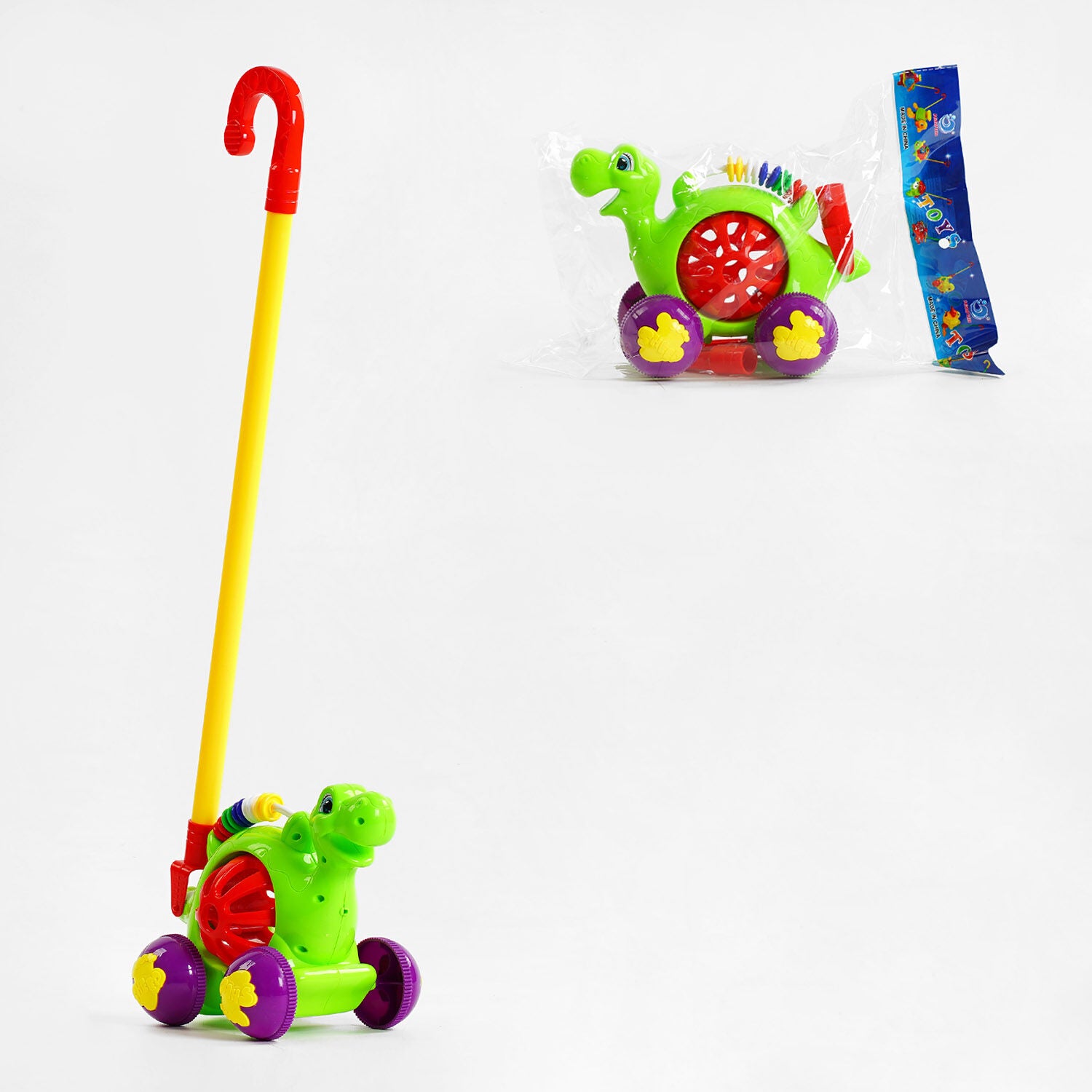 Dinosaur Push Toy with Handle 0513 and Rattling Elements