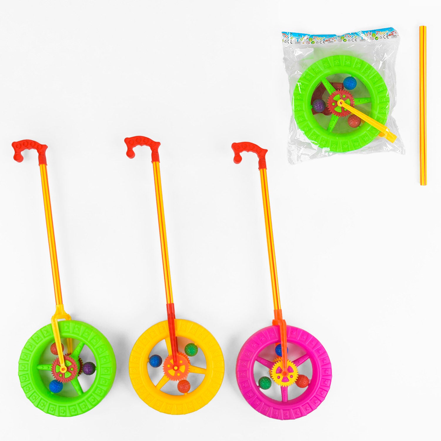 Wheel Push Toy with Handle 306 and Ratchet