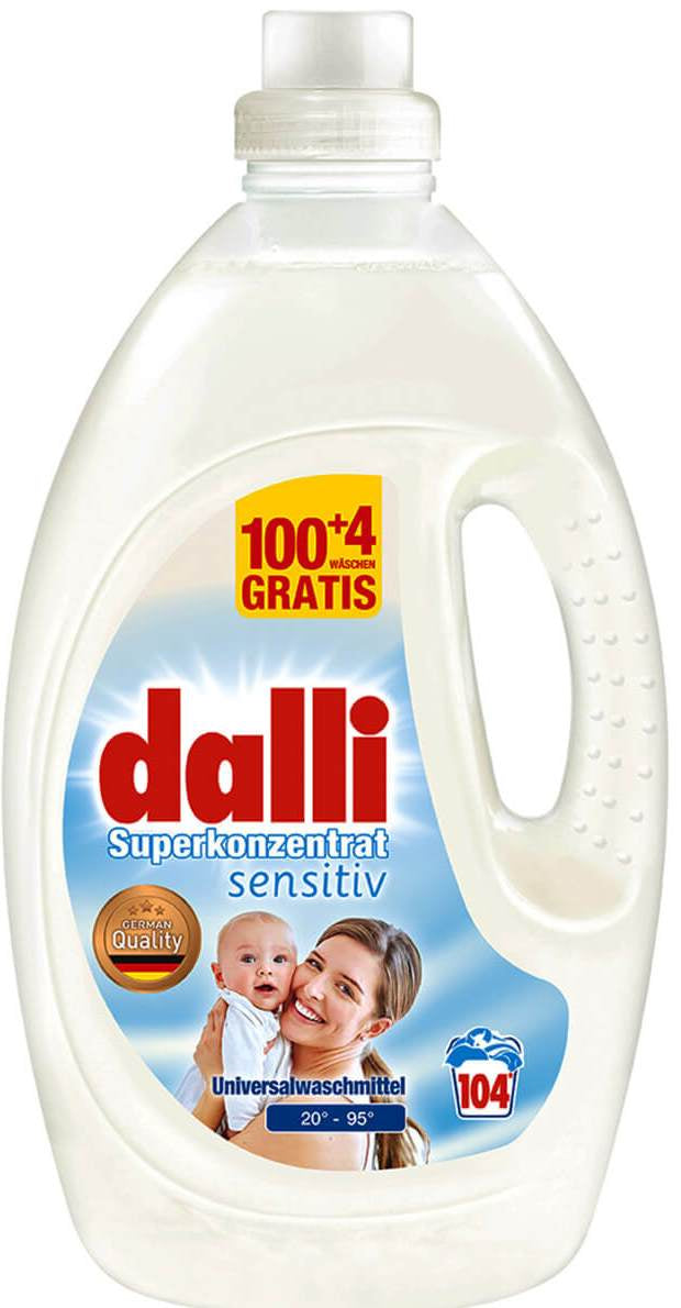 Dalli Sensitive Kids Laundry Detergent Gel, 104 Loads, 3.65 L
