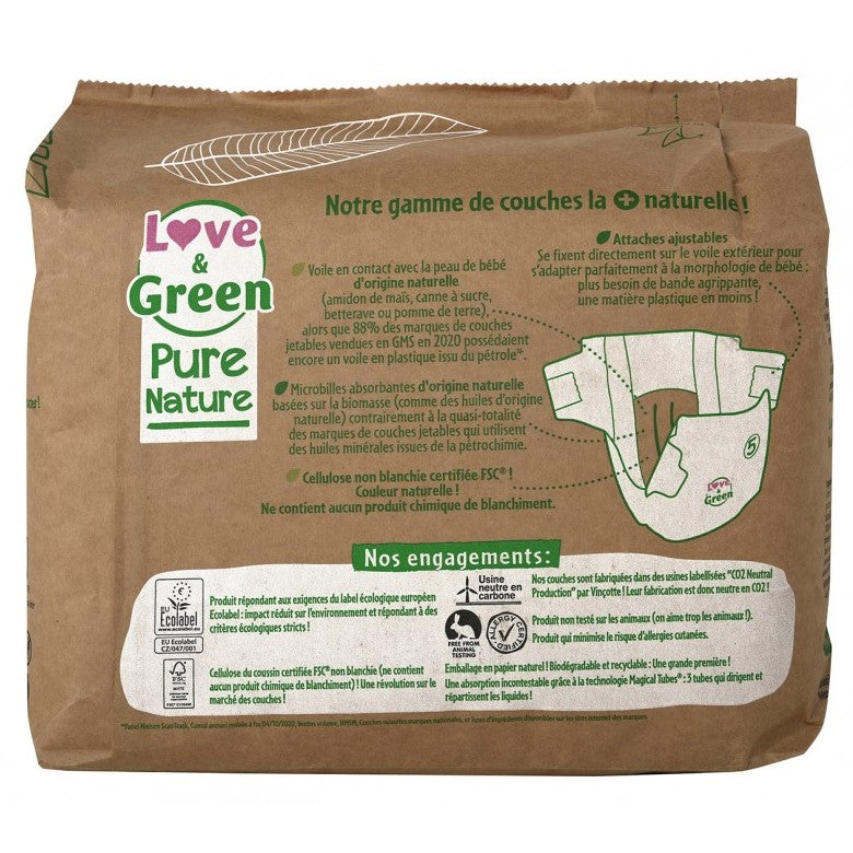 Love & Green Pure Nature Size 5 Eco Baby Diapers, 11-25 kg, 33 pcs - Image 2