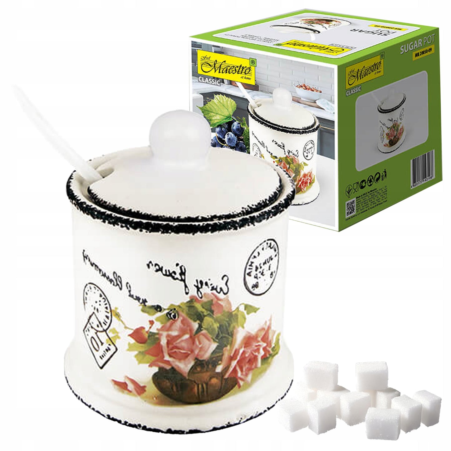 Maestro MR-20050-09 Ceramic Sugar Bowl with Spoon, 300 mL - Image 3