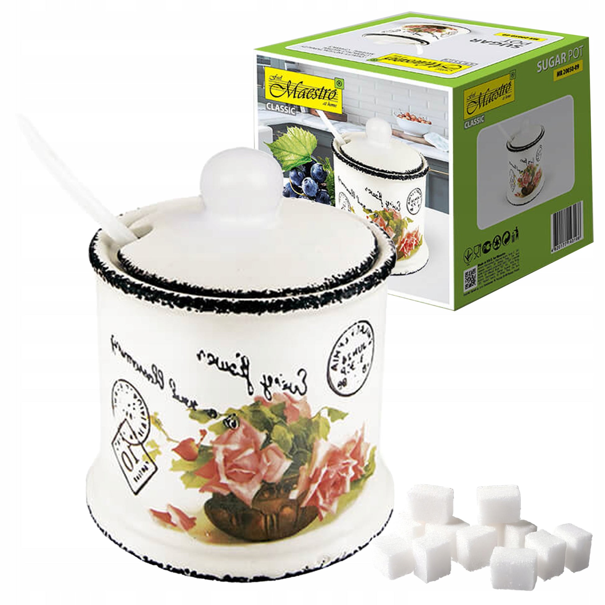 Maestro MR-20050-09 Ceramic Sugar Bowl with Spoon, 300 mL - Image 3