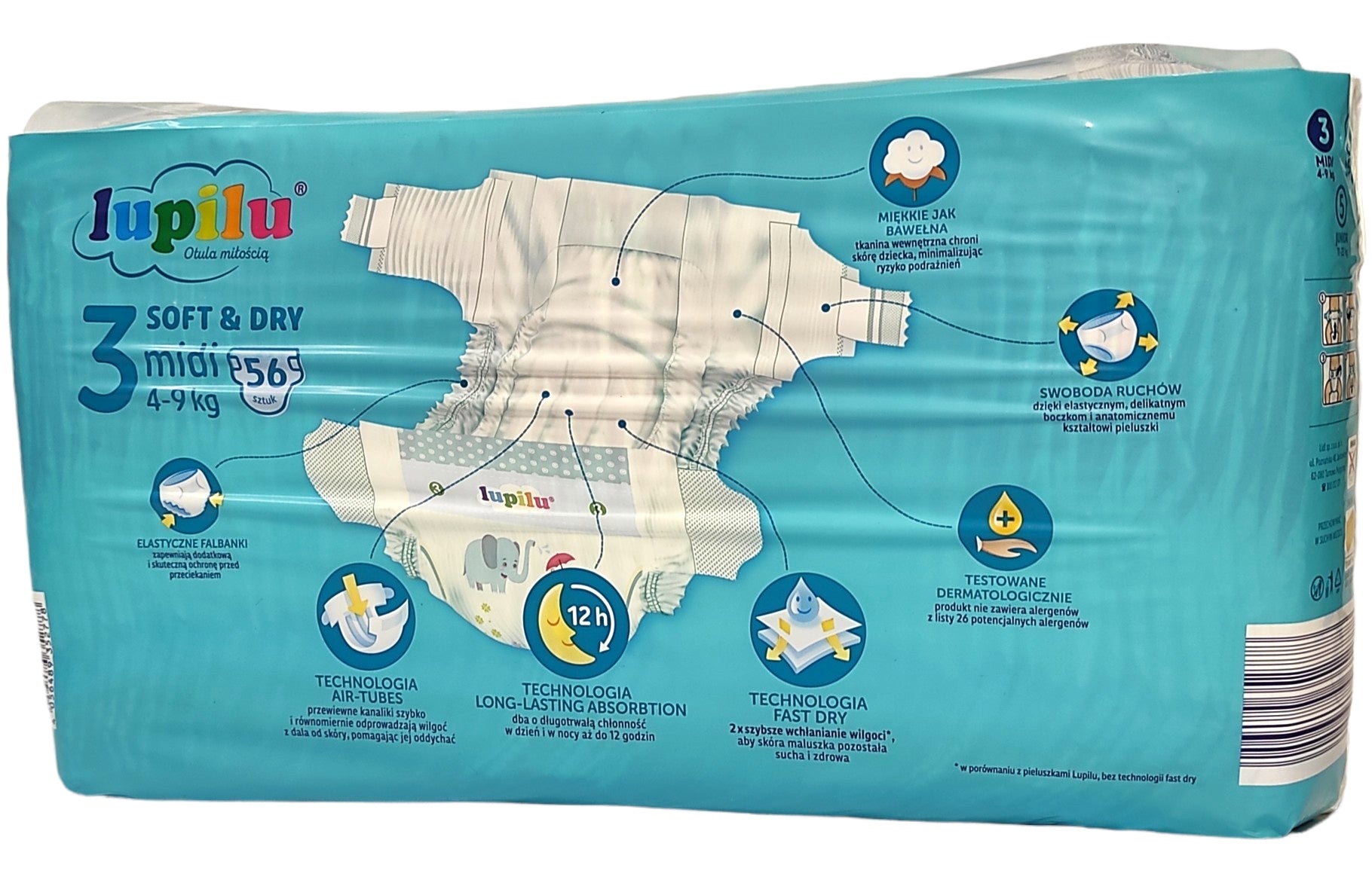 Lupilu Soft & Dry 3 Baby Diapers, 56 pcs, 4-9 kg - Image 3