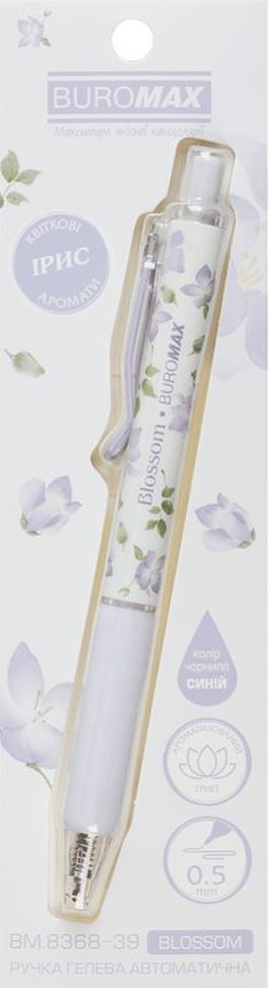 Buromax Blossom BM-8368-39 Iris Blue Retractable Gel Pen with Scented Grip, 0.5 mm