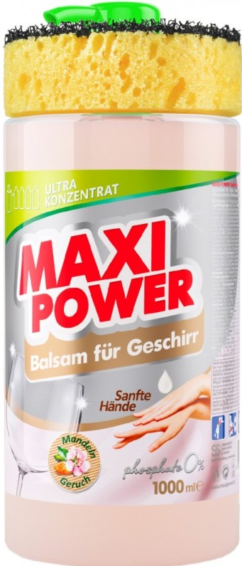 Maxi Power Almond Dishwashing Balm with Sponge, 1000 mL