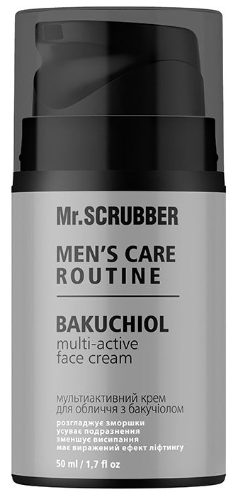 Mr.Scrubber Men's Care Routine Multi-Active Face Cream with Bakuchiol, 50 mL