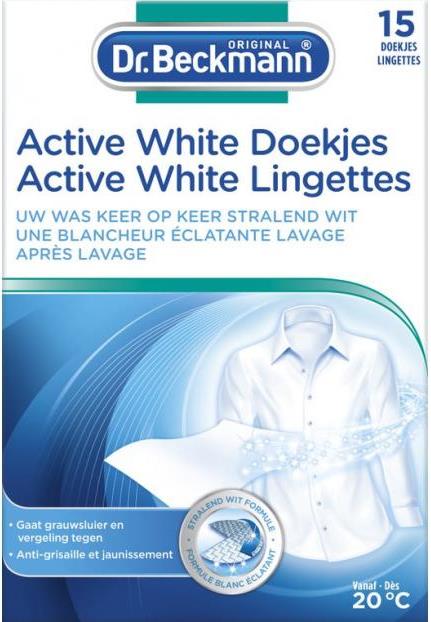 Dr. Beckmann Active White Whitening Laundry Sheets, 15 pcs