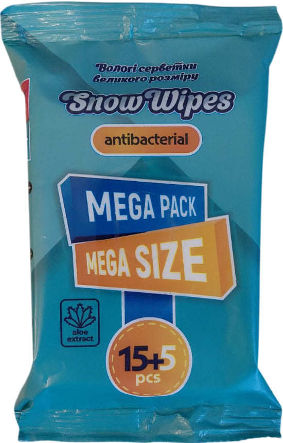 Snow Wipes Antibacterial Wet Wipes with Aloe Extract, 15+5 pcs