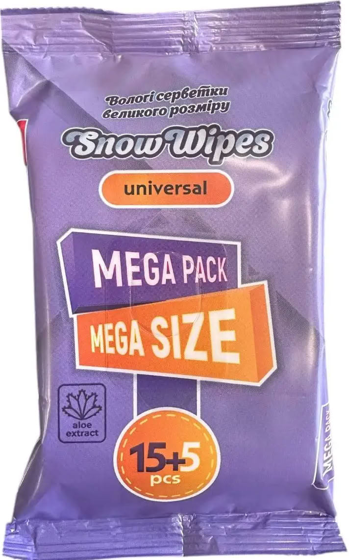 Snow Wipes Universal Wet Wipes with Aloe Extract, 15+5 pcs